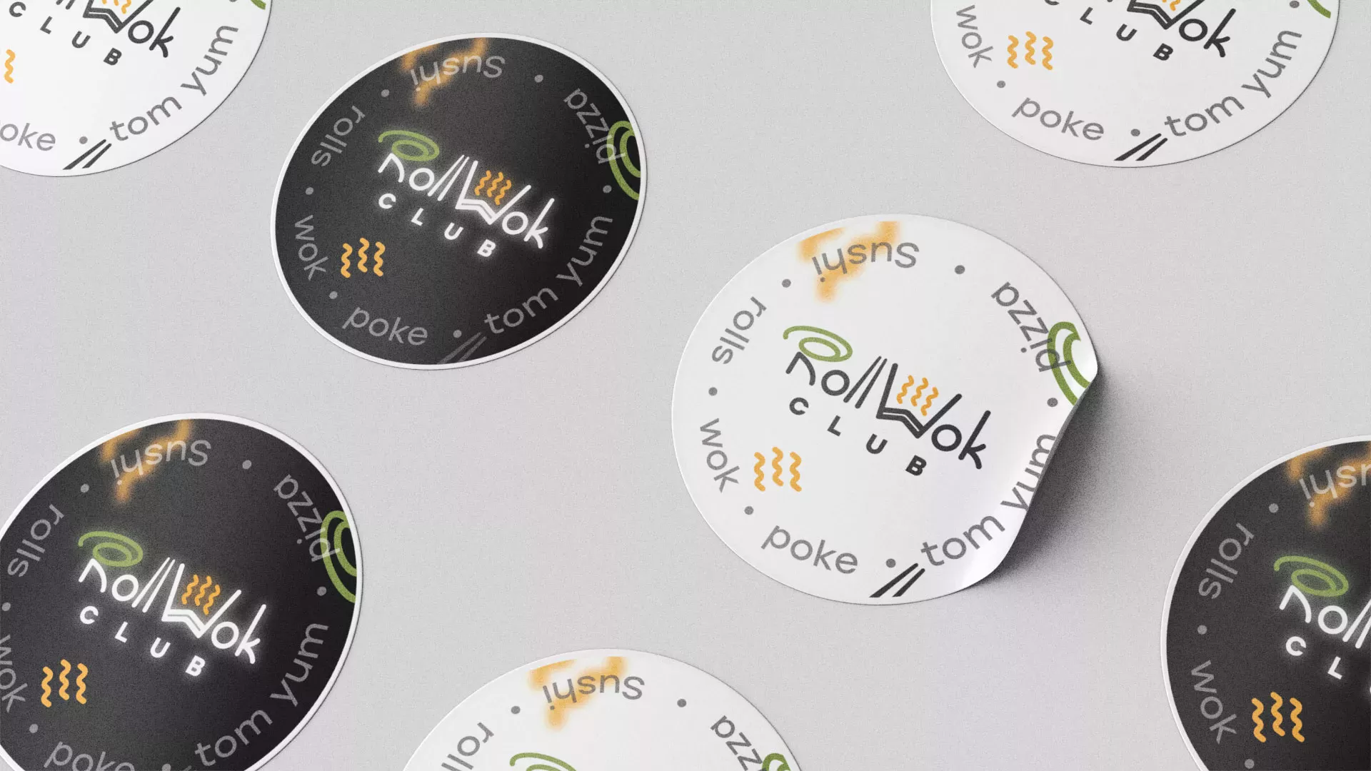 Разработка наклеек для суши-бара «Roll Wok Club» в Няндоме